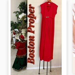 Boston Proper Scarlet Red Maxi Dress Ladies SZ 6 Like New Condition